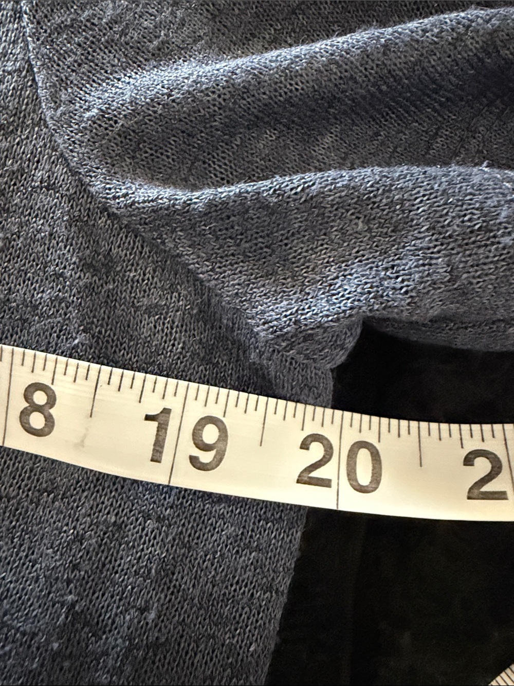 bobeau Slate Blue Short Sleeve Layered Hem Top with White Trim - Picture 7 of 8